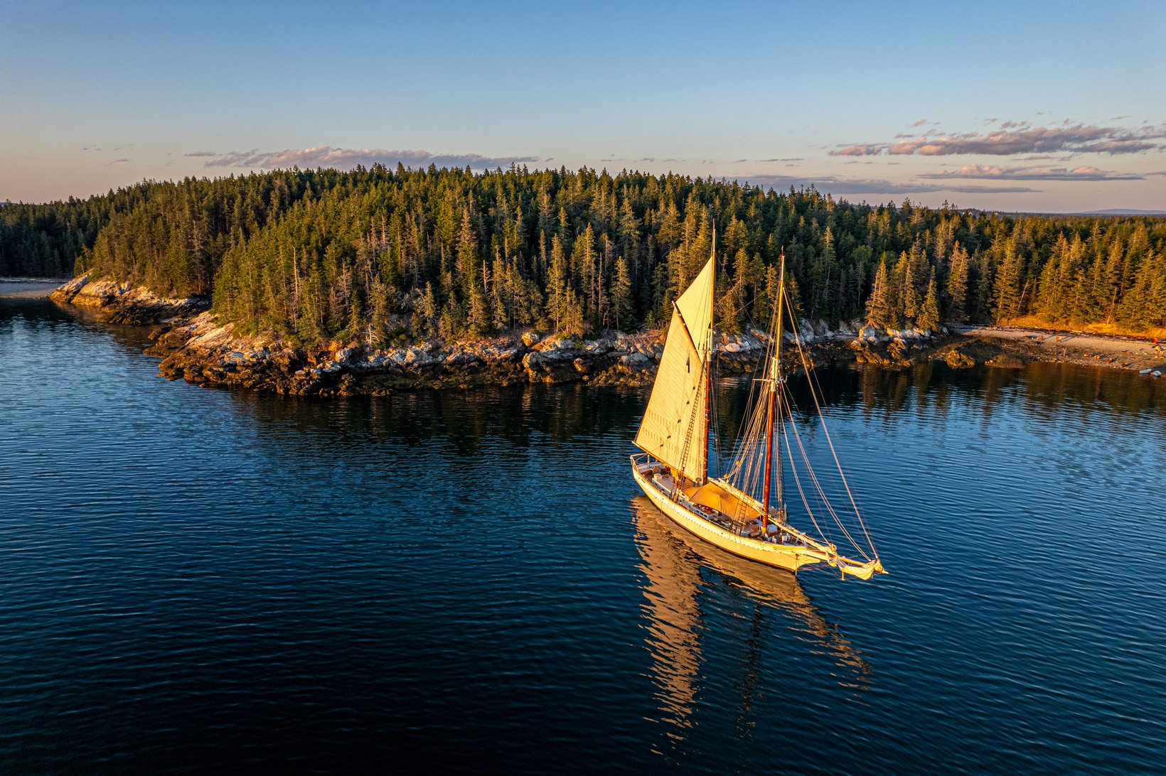 Maine Schooner at Anchor